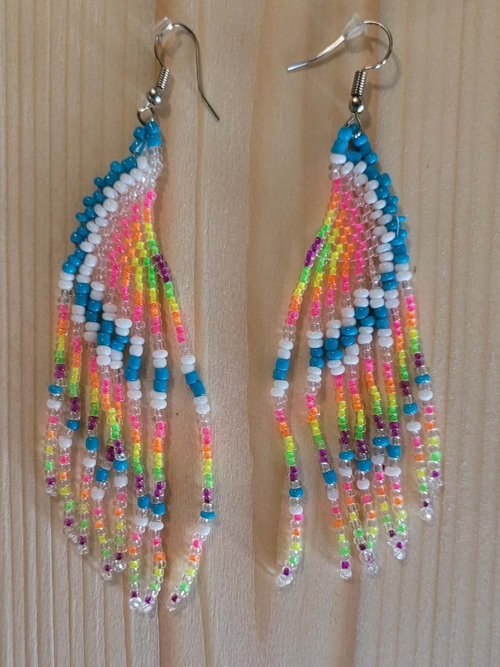 Handmade Multicolor Seed Bead Fringe Earrings - Women Jewelry